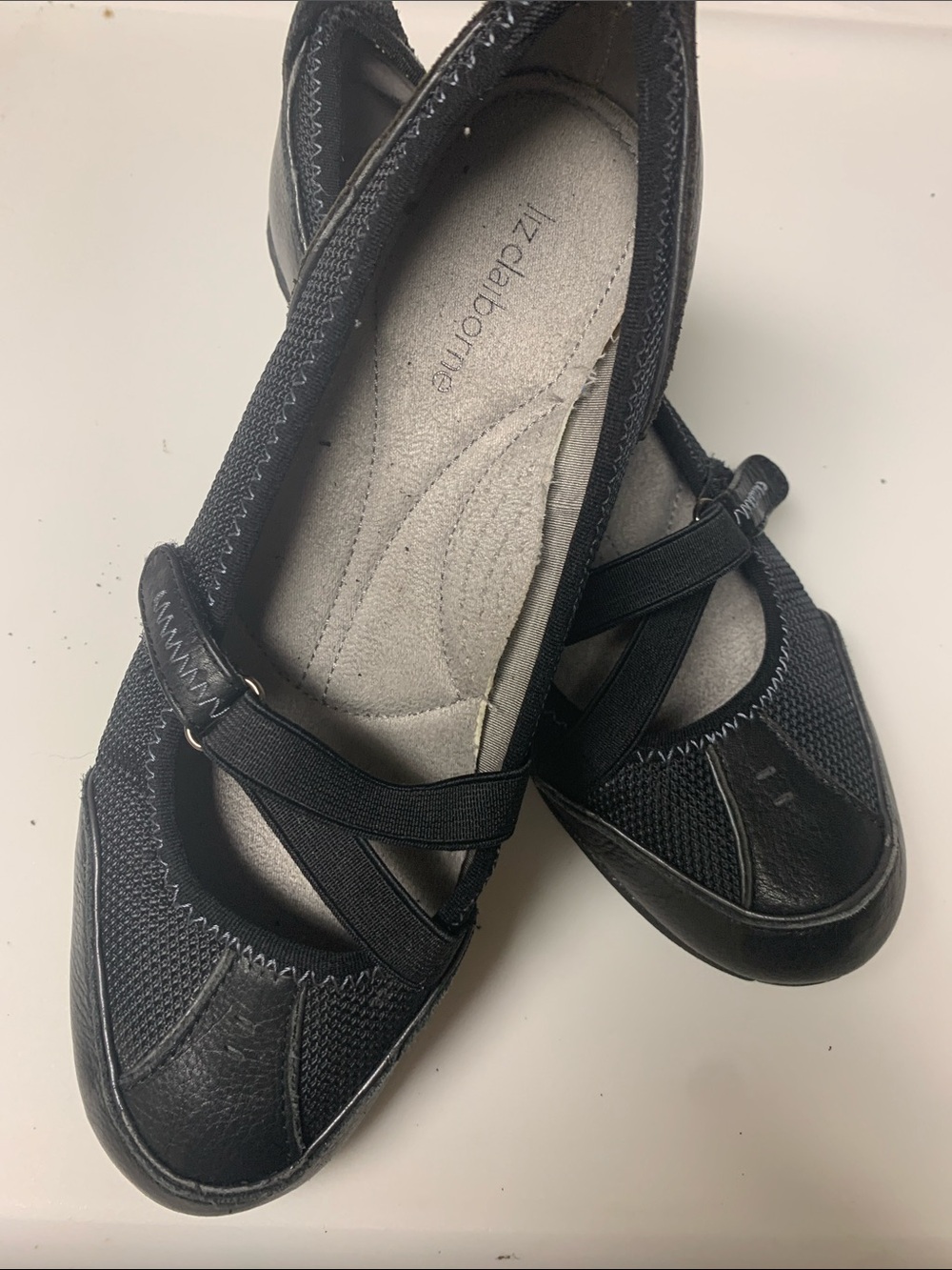 Liz Claiborne Black Cross-Strap Mary Jane Flats